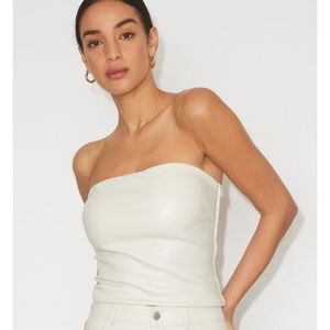 Dynamite - Faux leather tube top in rainy day beige XS